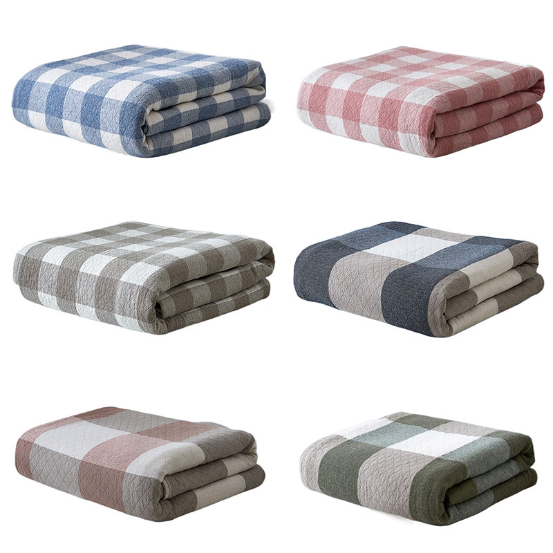 Pure Cotton Plaid Style 3-layer Yarn Air-conditioning Blanket Skin - Main Image