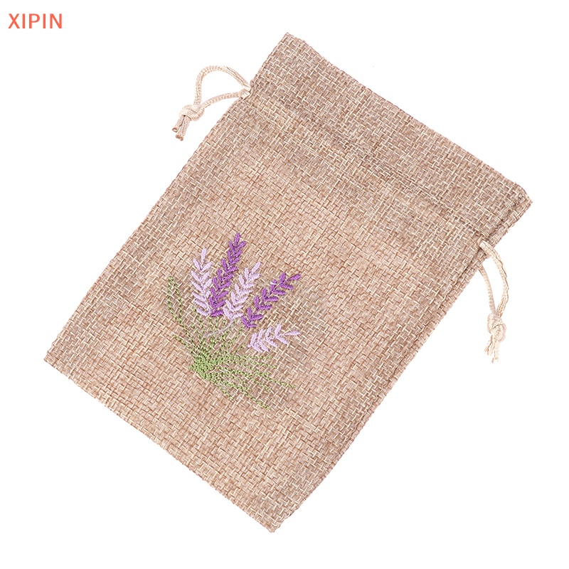 QN 1PC Hoa Oải Hương Túi hoa khô hương thơm túi thêu hoa oải hương túi bông đay hạt giống túi hương liệu túi