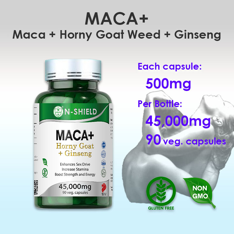 Maca Horny Goat Weed Ginseng 500mg X 90 Caps Enhances Libido