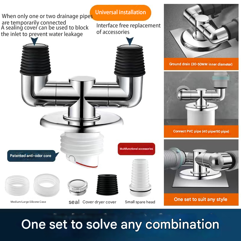 Horizontal and vertical universal washbasin sewer pipe surface, basin drainer, anti-odor drainage pipe, countertop, hand pool, leaking plug accessories