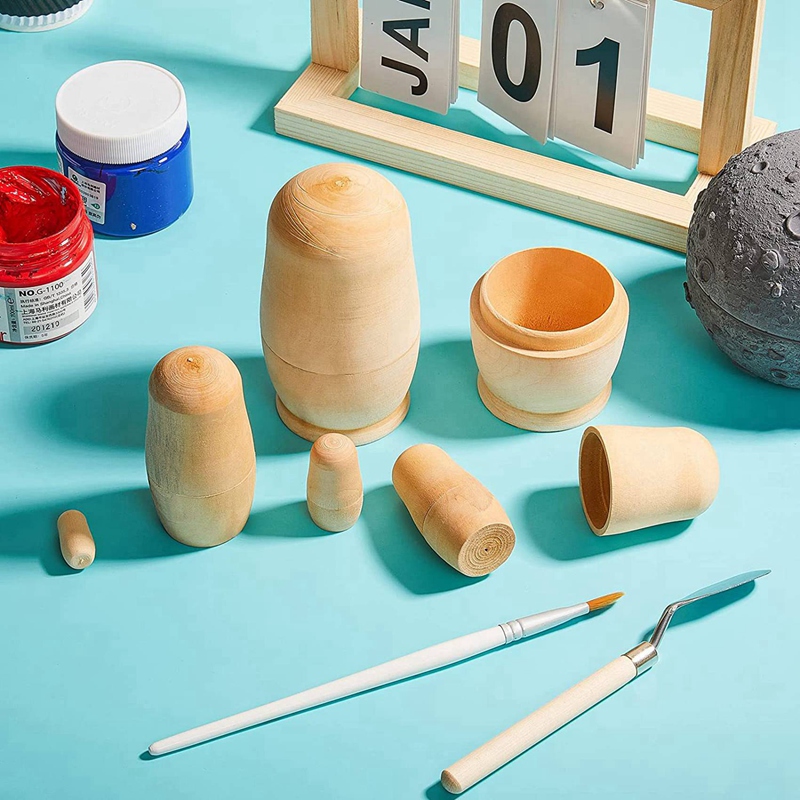 25X Unpainted Russian Nesting Dolls DIY Blank Nesting Dolls Unfinished Nesting Doll Kit Matryoshka Nesting Dolls