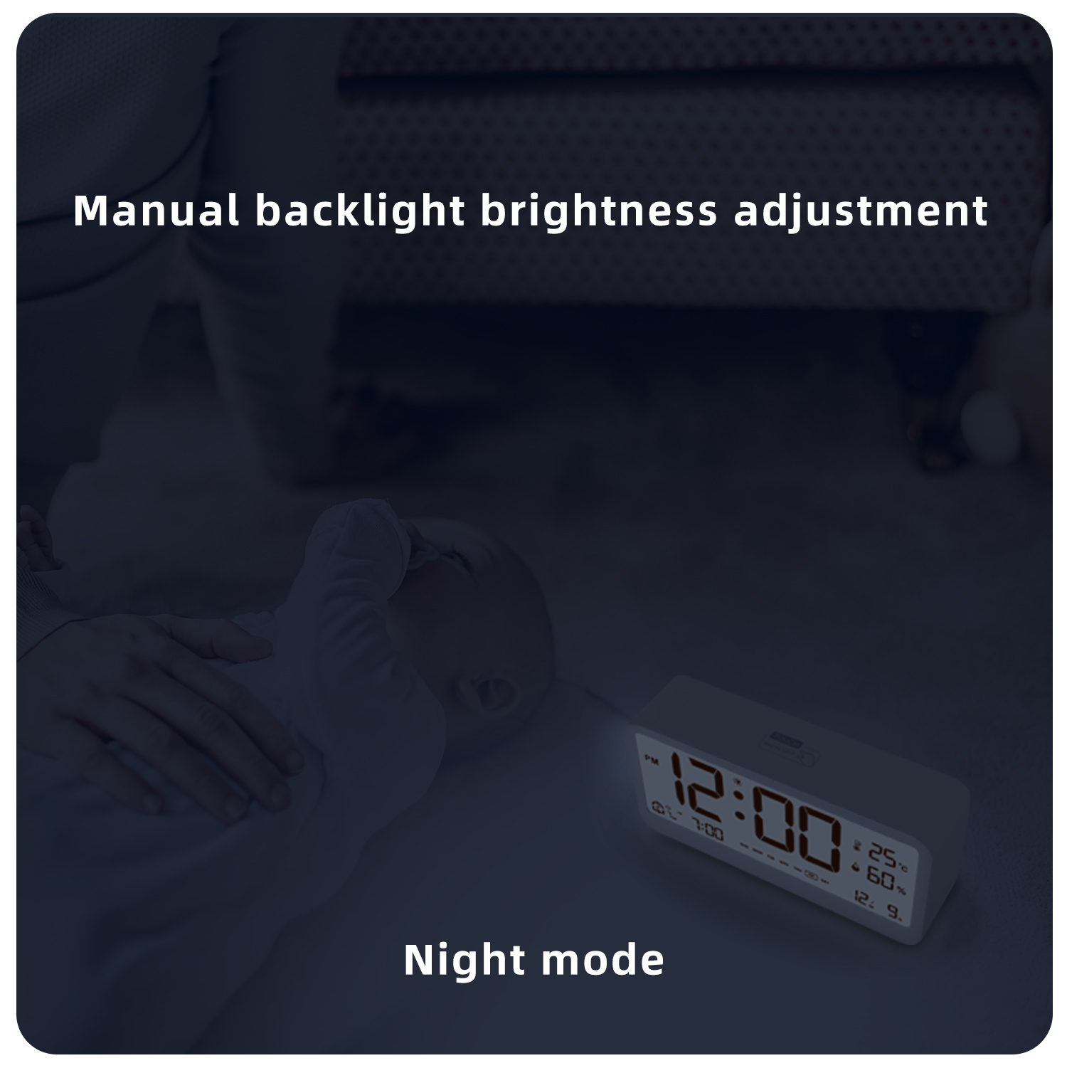 Large Display Smart Clock with Night Light with Thermometers Hygrometer Silent Electronic Clock Smart Digital Alarm Clock