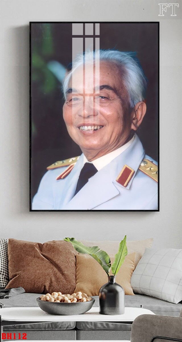 Tranh sẵn treo bác hồ bác giáp 50x75cm chất liệu tráng gương nhiều kích thước