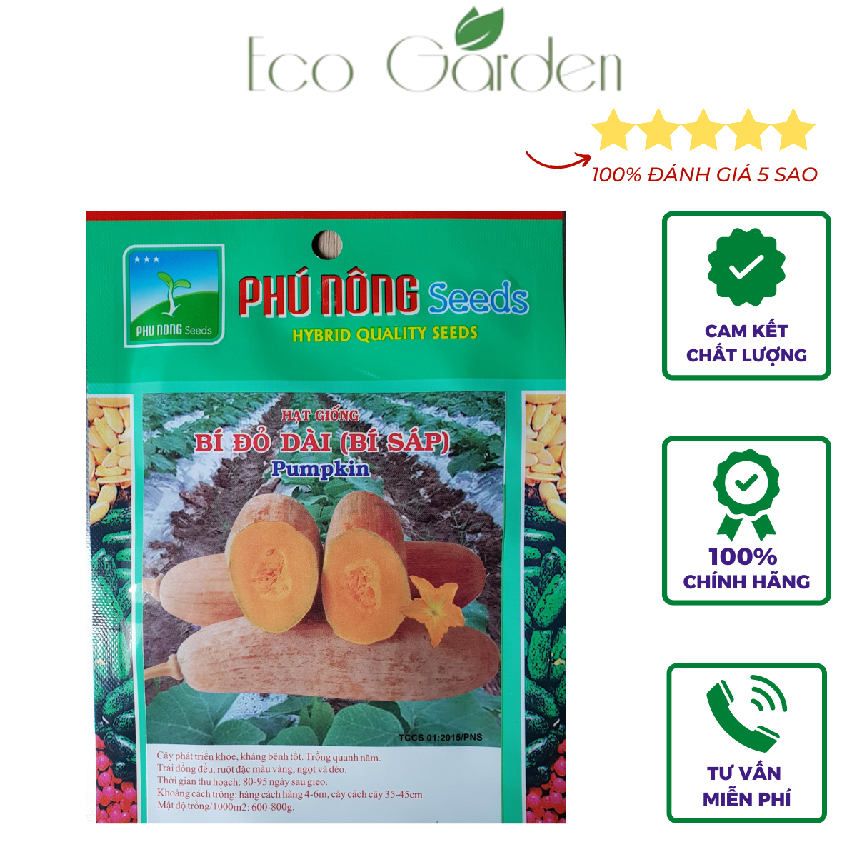 Hạt giống Bí Đỏ Dài ( Bí Sáp) Phú Nông - 10g