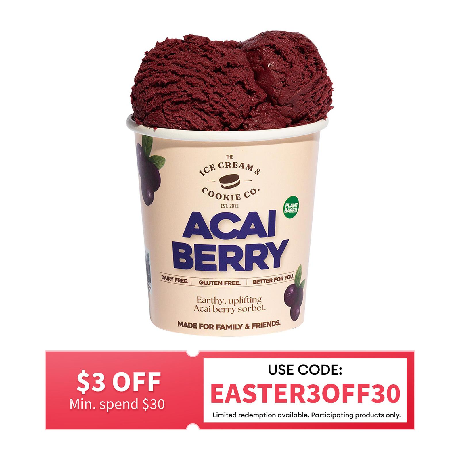 The Ice Cream & Cookie Co. Vegan Acai Berry Sorbet Pint - 473ML