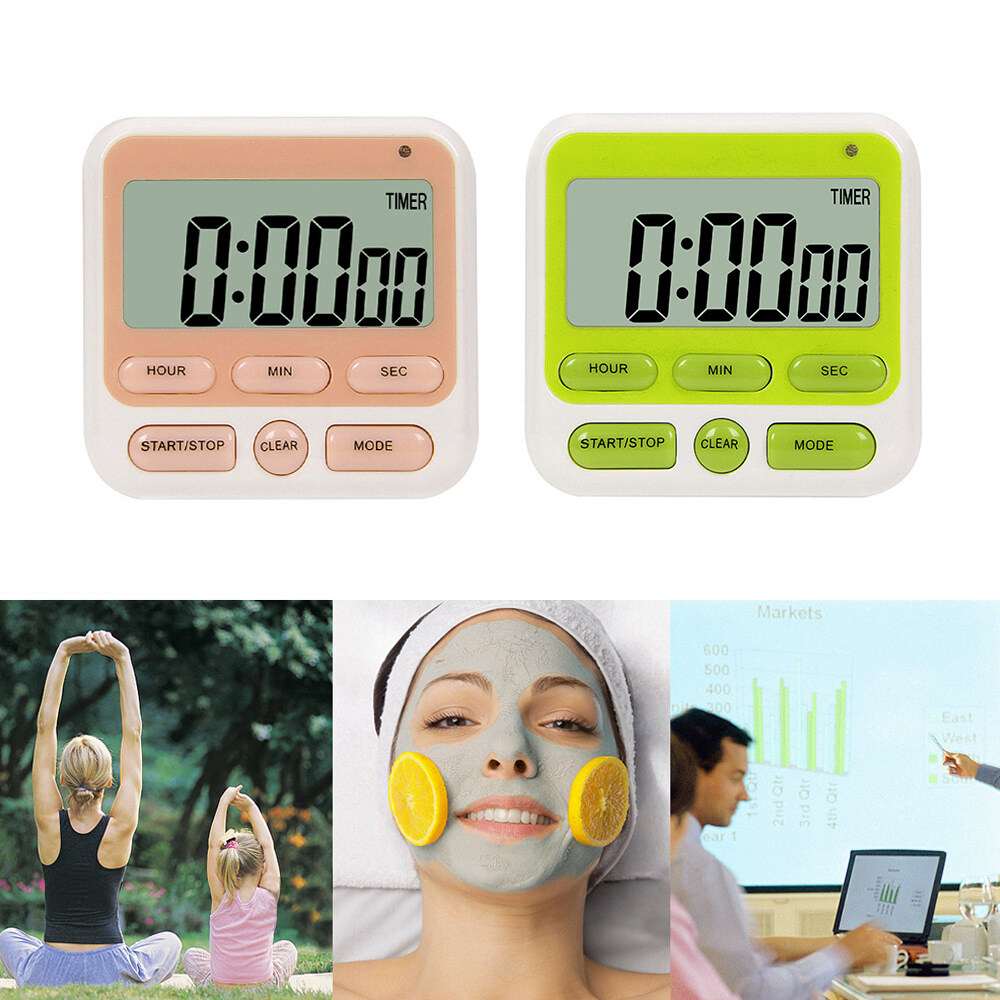 diymore slope Digital Kitchen Timer with Mute/Loud Alarm Switch ON/Off Switch 12 Hour Clock & Alarm Memory Function Count Up & Count Down for Cooking