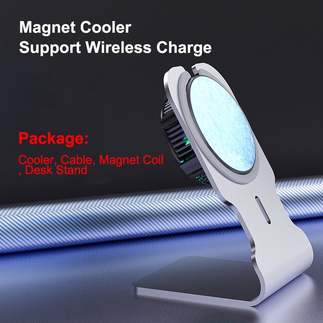 Semiconductor Phone Cooling Fan Noise Reduction Magntic Cooler Support  Wireless Charging Heat Sink for iPhone 13 12 iPad Samsung