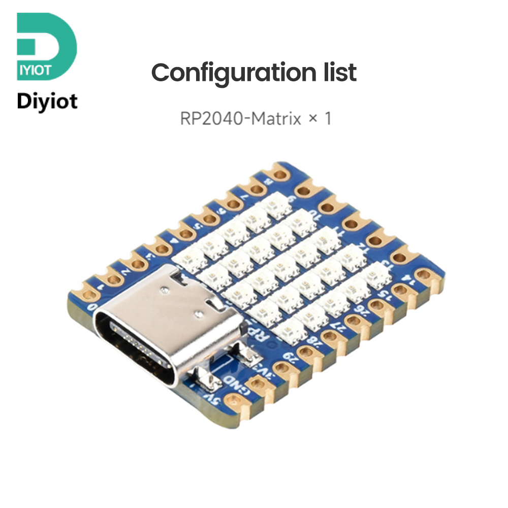 Diyiot rp2040 mini development board 5 * 5 rgb led matrix development board module type-c connector support for micropython c/c++