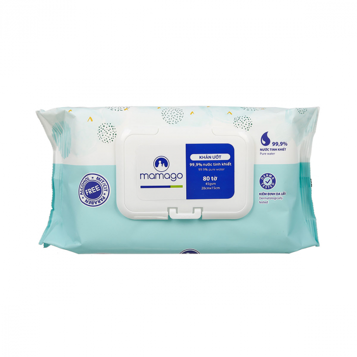 Khăn ướt tinh khiết mamago 80 tờ - 100 tờ