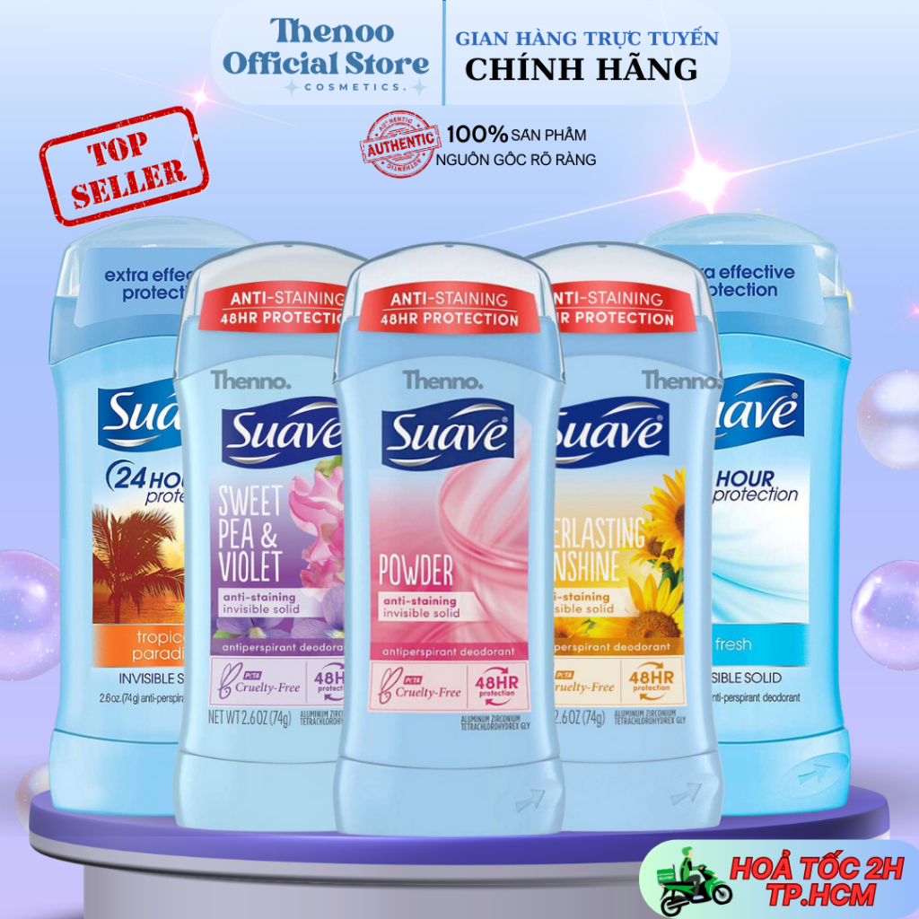 Lăn Sáp Khử Mùi Suave 24h Protection Invisible Solid 74g - Mỹ