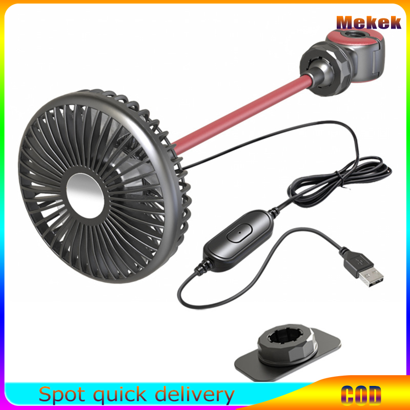 Mekek F508 Car Fan 3 Speeds Adjustable 360 Degree Rotating Hose Flexible Cooling Fan Summer Air Cooler Auto Parts