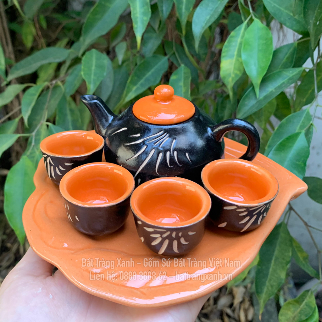 6 MÀU Ấm Chén Mini Thờ Cúng Trưng Bày - Ấm Chén Hạt Mít Pha Trà Sen Bát Tràng
