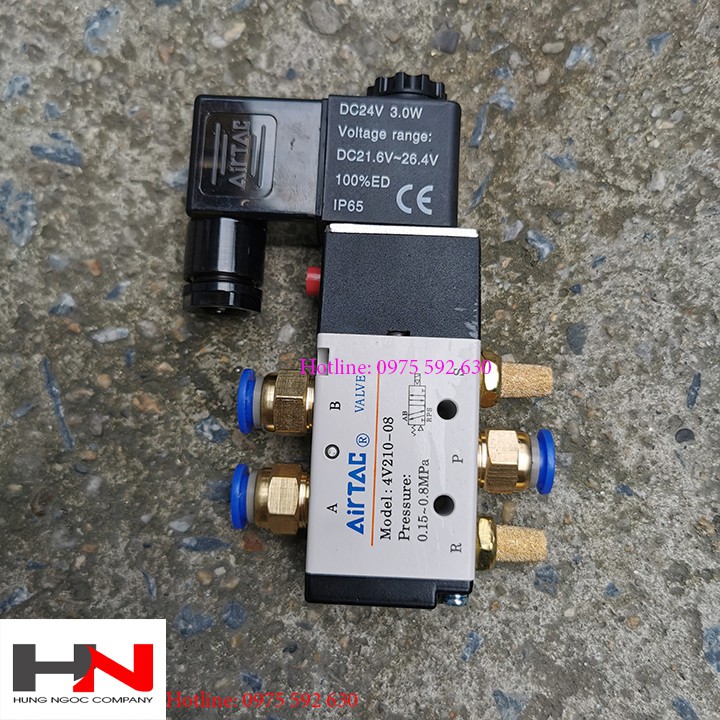 Bộ van điện từ khí nén airtac 4v210-08 điều khiển xi lanh điện 24v, 220v hàng nhập khẩu