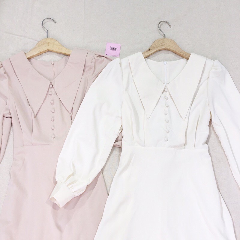 Minz Dress - Đầm tay dài cổ V nút bọc