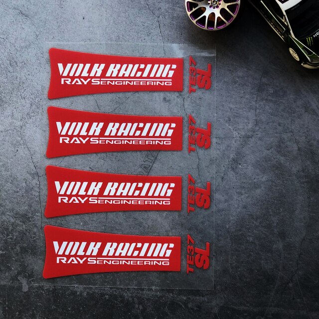 8pcs set rays volk racing car wheel spoke sticker for te37 sl ce28 gramlights auto rim label styling