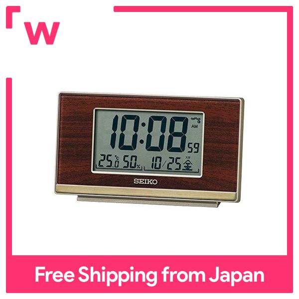 Seiko clock table clock wood grain body size:  ×  ×  cm alarm  clock electric wave digital step down snooze SQ793B | Lazada Singapore