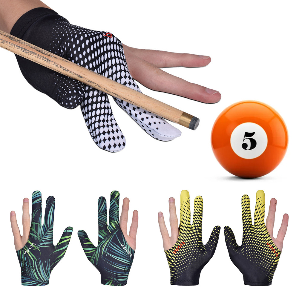 FG 1PC Professional Three-Finger Billiard Gloves Lycra Breathable High Elastic Non-Slip Gradient Sports Gloves Billiard Supplies