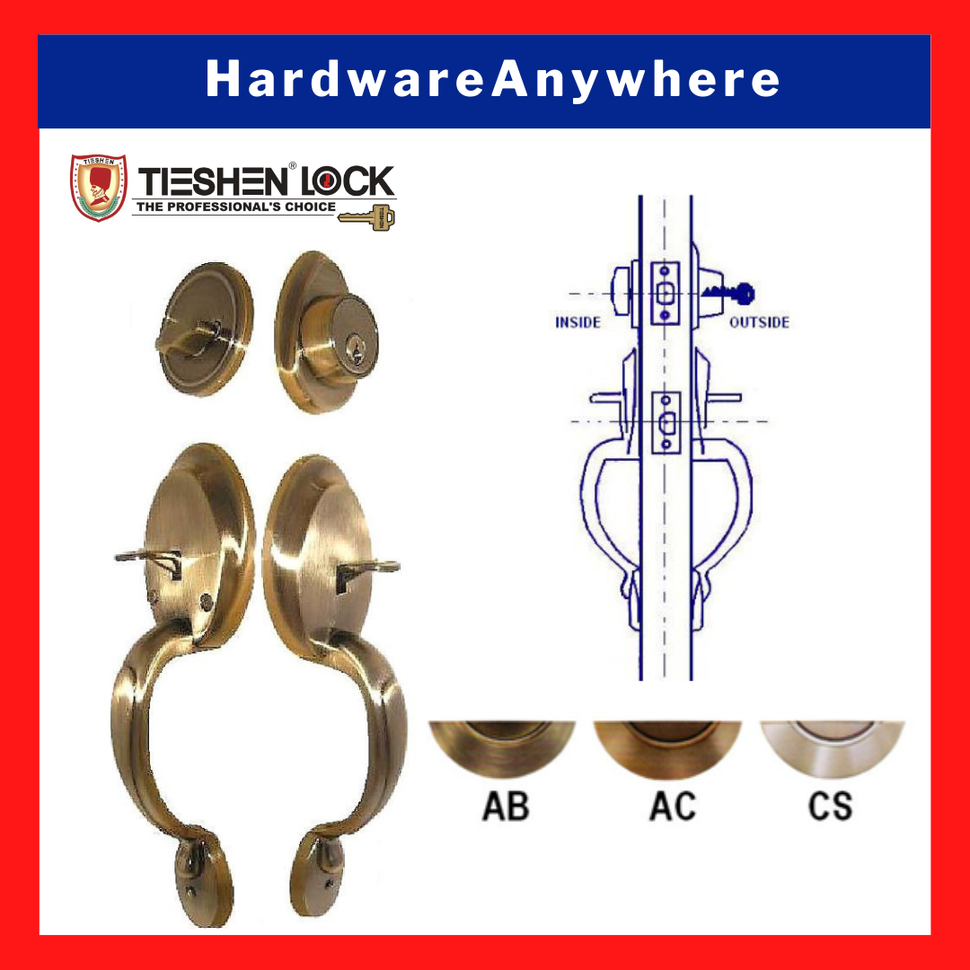 TIESHEN Entrance Door Handle Lockset [Double Door Handle] / Main Door ...