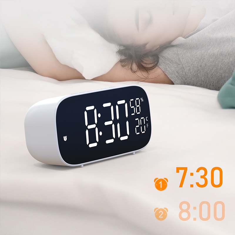 JJT [Miễn Phí Vận Chuyển]LED đa năng đồng hồ điện tử kỹ thuật số, đồng hồ báo thức, Plug-in Hai công dụng điều khiển bằng giọng nói nhiệt độ và độ ẩm thời gian nhanh chóng