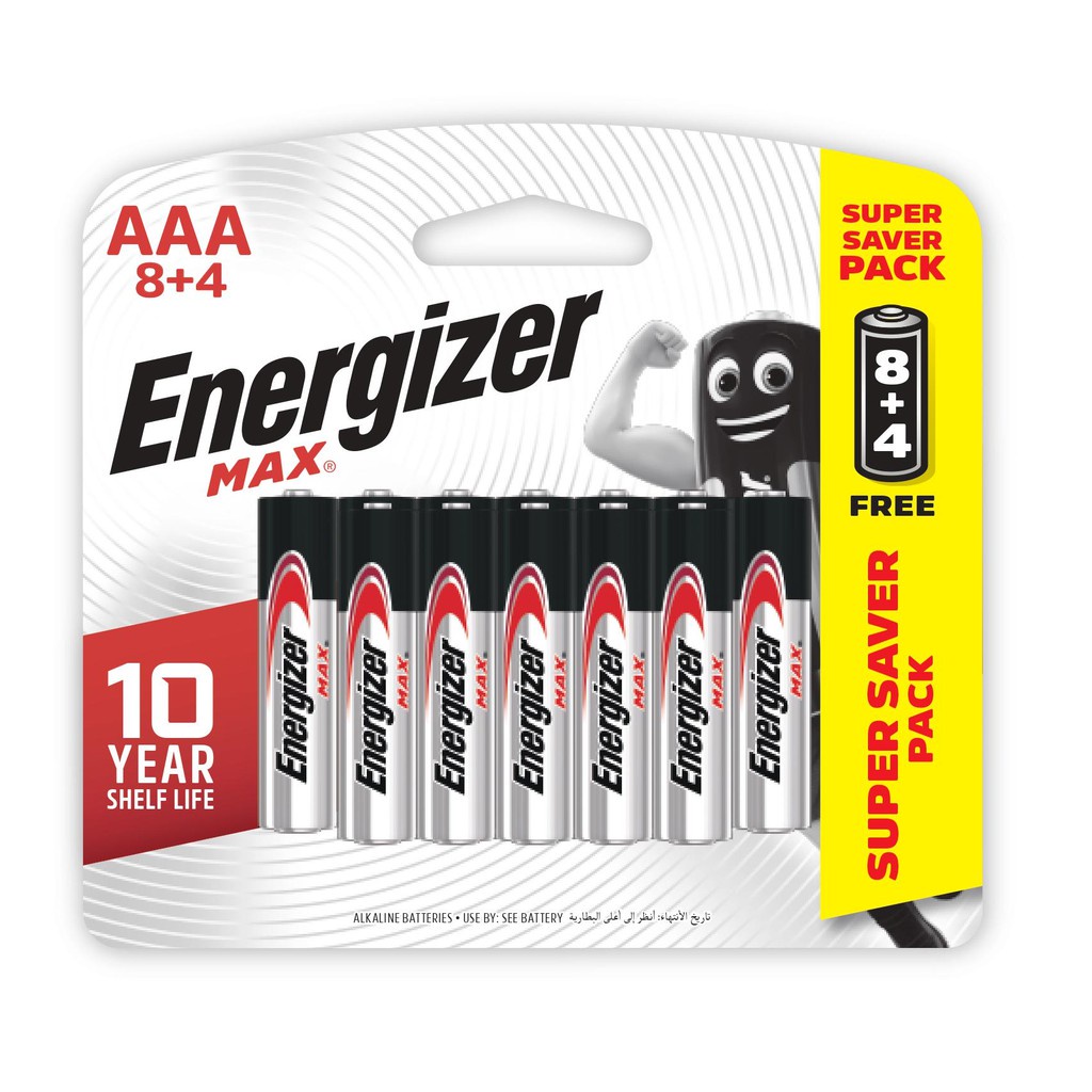 Pin AAA Energizer Max E92 BP8+4 - Vỉ 8 Tặng 4
