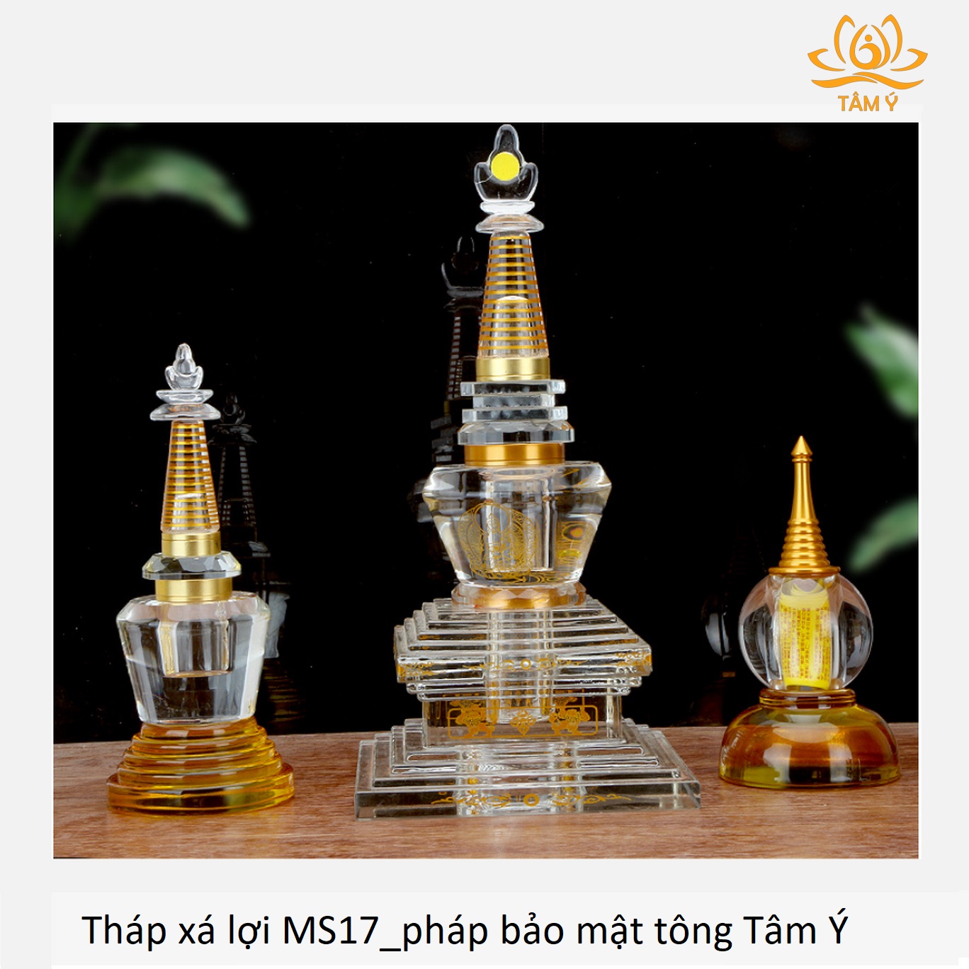 Tháp xá lợi chất liệu pha lê MS17
