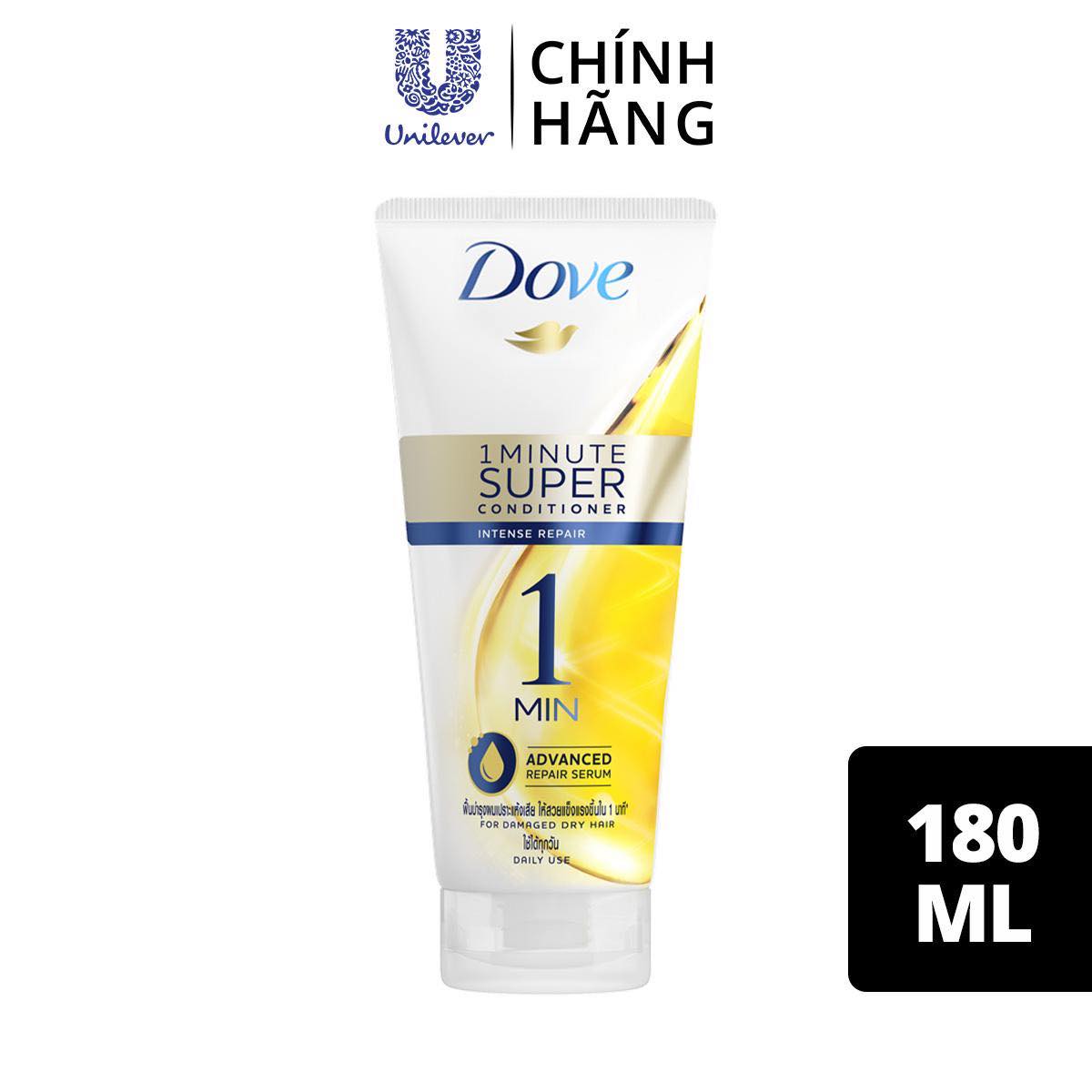 Kem xả tóc Dove phục hồi tóc 1 phút siêu dướng tuýp 180ml