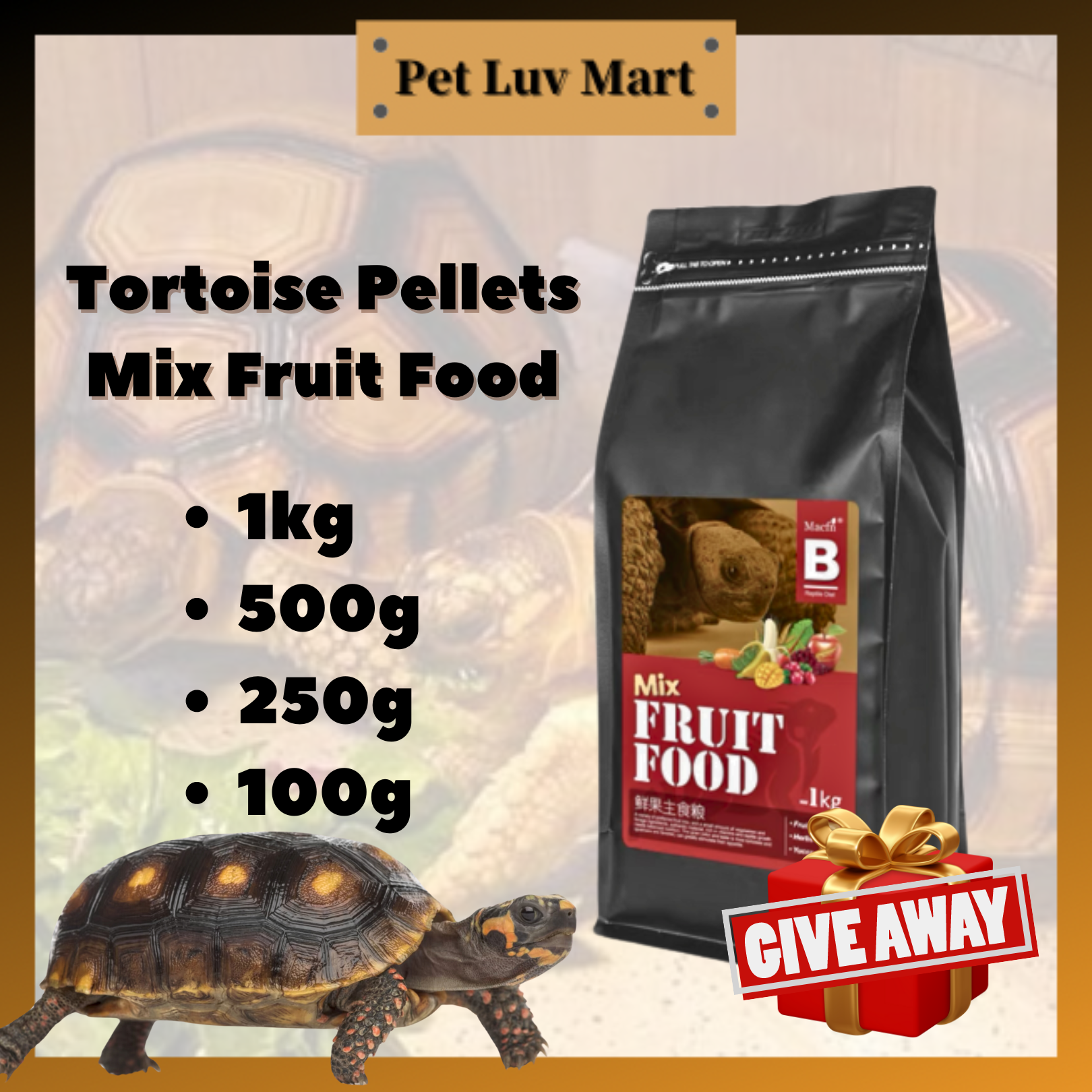 [👍🏻Cheapest👍🏻]Tortoise Food Mix Fruit 1kg 陆龟鲜果粮 | Lazada