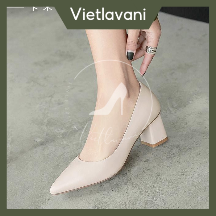 Giày nữ gót cao trơn đế vuông - mã xk_c2