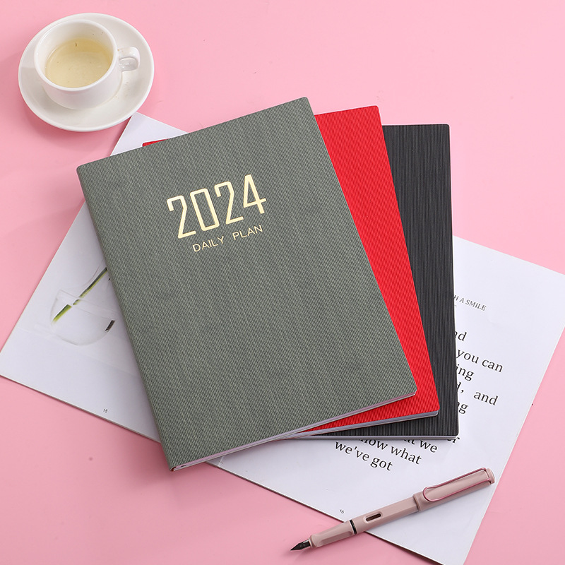 FeiEn 2024 Planner A4 English Schedule Book Thickened Japanese Plan Book Efficiency Manual Notebook Stationery