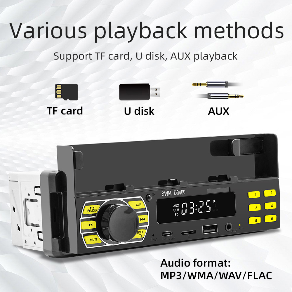 【Hàng có sẵn】hệ thống âm thanh nổi xe hơi DIN đơn âm thanh Bluetooth và gọi đầu đơn vị Máy nghe nhạc MP3 âm thanh USB đầu vào AUX Xe Máy nghe nhạc MP3 hệ thống âm thanh