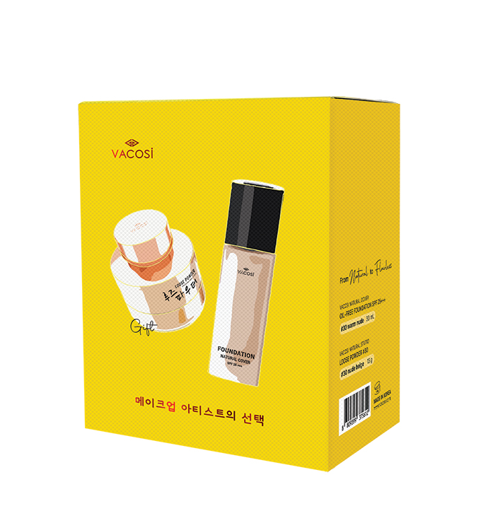 Set Kem nền & phấn phủ kiềm dầu mịn da Vacosi SPF25 +++