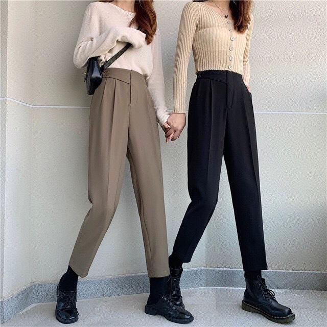 Quần baggy cạp cao 2 cúc lệch siêu đẹp .
