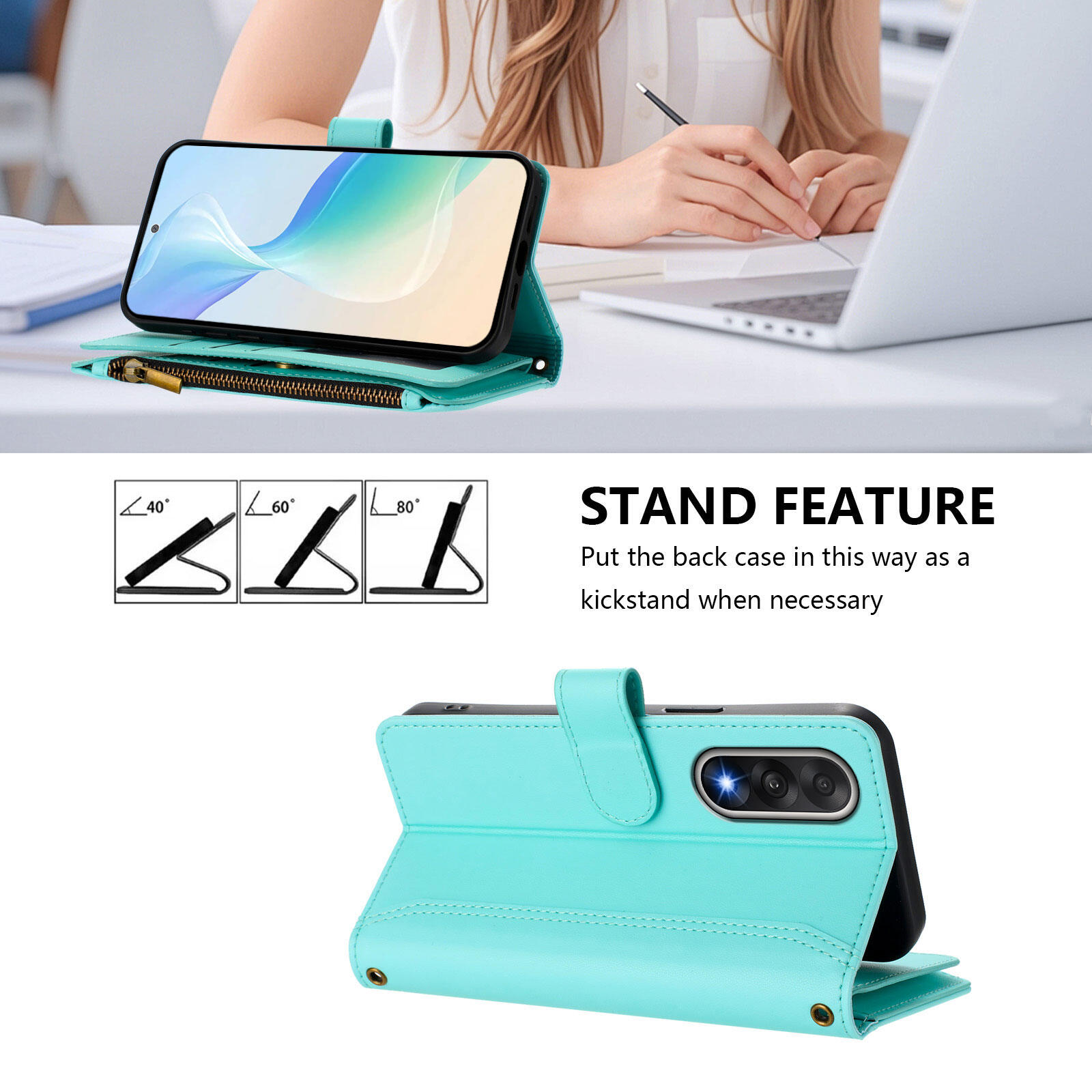 lthmy for OnePlus Ace 5 Racing /OnePlus Nord CE5 Case Zipper Wallet Leather Flip Case with Card Holder Stand Phone Case.