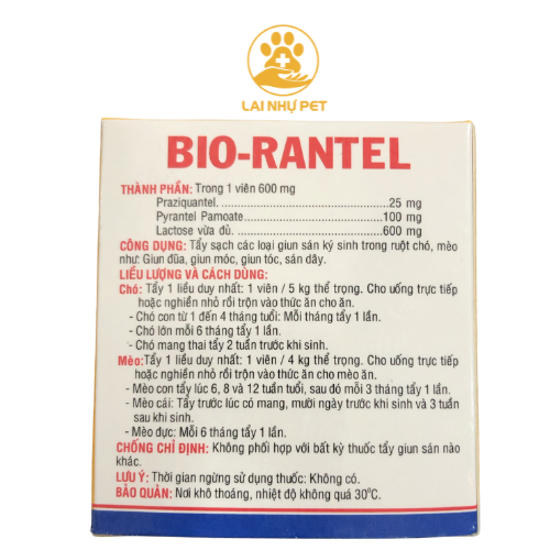 Xổ giun chó mèo Bio Rantel - LAI NHỰ PET