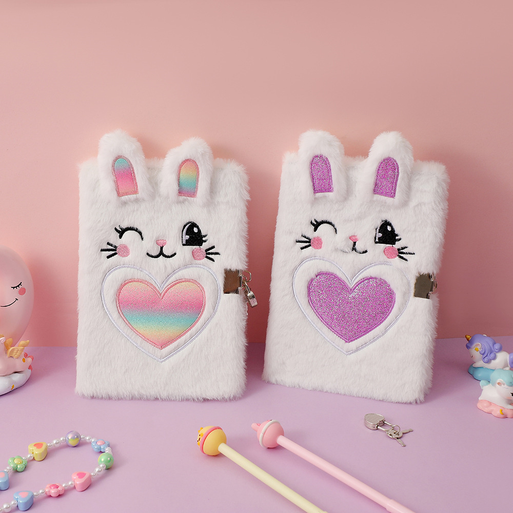 A5 Notebook With Lock Lockable Children's Notebook Cute Plush Diary Book New Kids' Notebook Cartoon Notebook With Lock