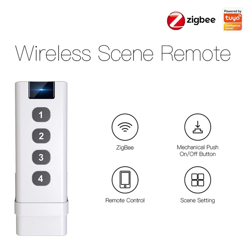 TUYA ZigBee Smart House Wireless Scene Switch 4 Gang Remote Portable Tuya Zigbee Hub Required No Limit to Control Device