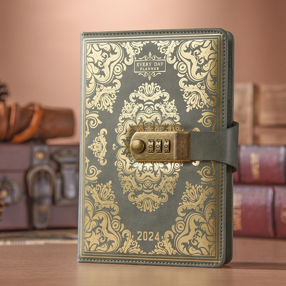 MMLUCK Password Locking 2024 Combination Lock Journal A5 Ruled Lined Paper Combination Lock Secret Diary Elegant General Memory Book Password Schedule Planner Secrets Writing