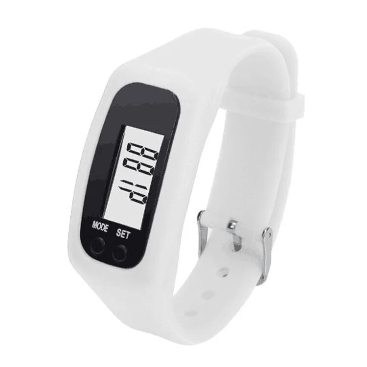 WHITE WHITE Display Fitness Step Count Tracker Sports Smart Watch Bracelet