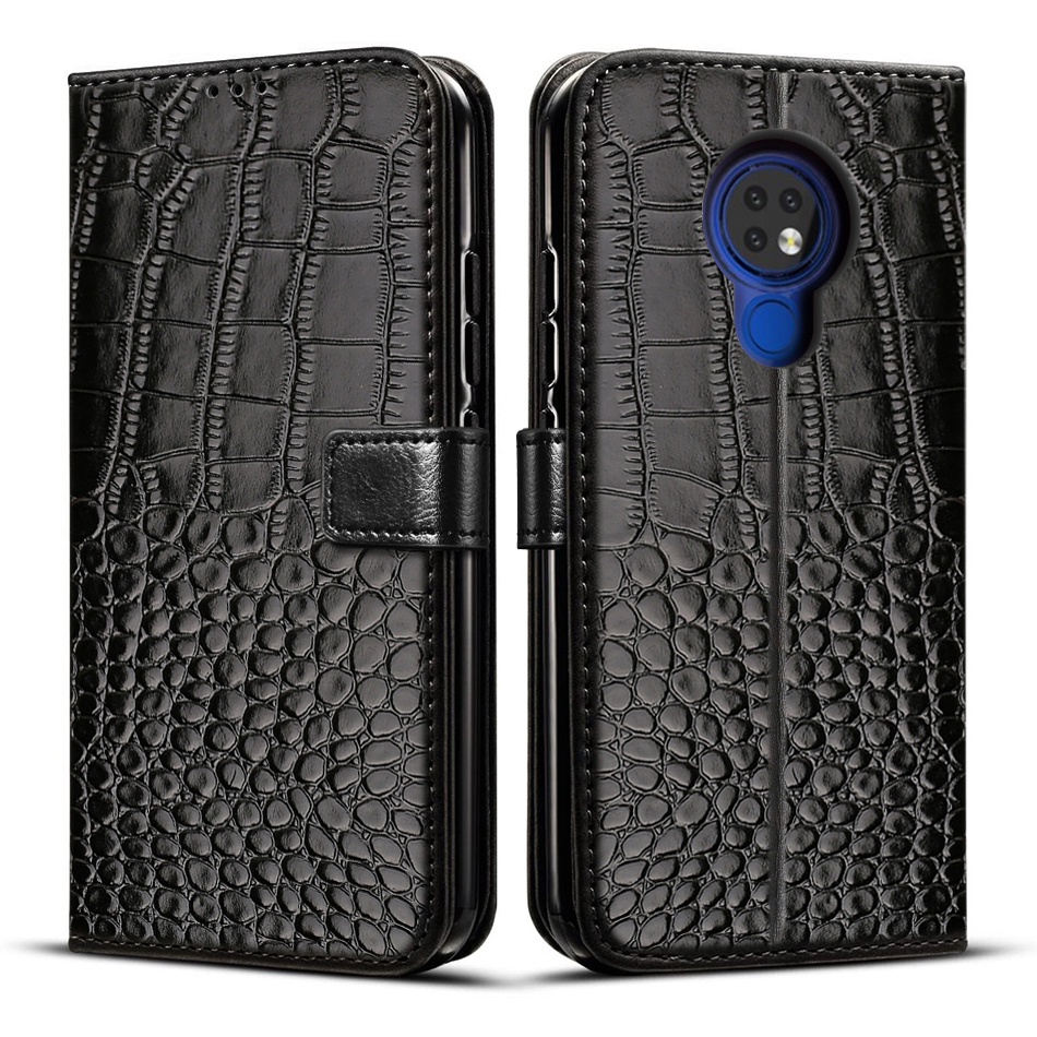 Crocodile Leather Case For Nokia 6.2 7.2 Flip Cover