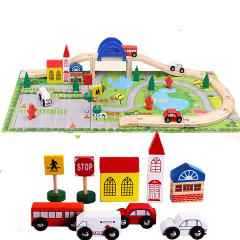 Đồ Chơi Lắp Ráp Đường Ray Xe Lửa Bằng Gỗ Cho Bé