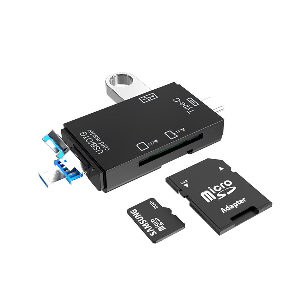 JTKE SD Card Reader USB C 6 In 1 USB 2.0 TF Micro SD Smart Memory Card Reader Type C OTG Flash Drive Card Reader Adapter