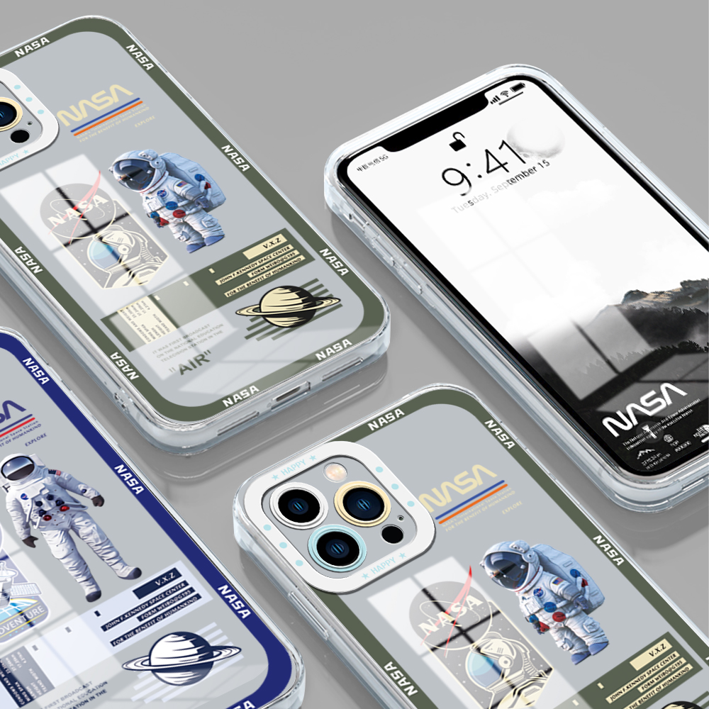 UCUC for Samsung A06 Back Cover Astronaut Label Transparent Crystal TPU Soft Case Full Lens Protection Ultra Thin Drop Resistant Phone Case. 