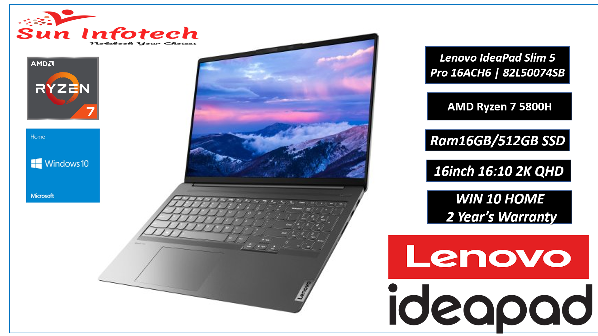 Lenovo IdeaPad Slim Pro 16ACH6 82L50074SB 16inch 16:10 2K