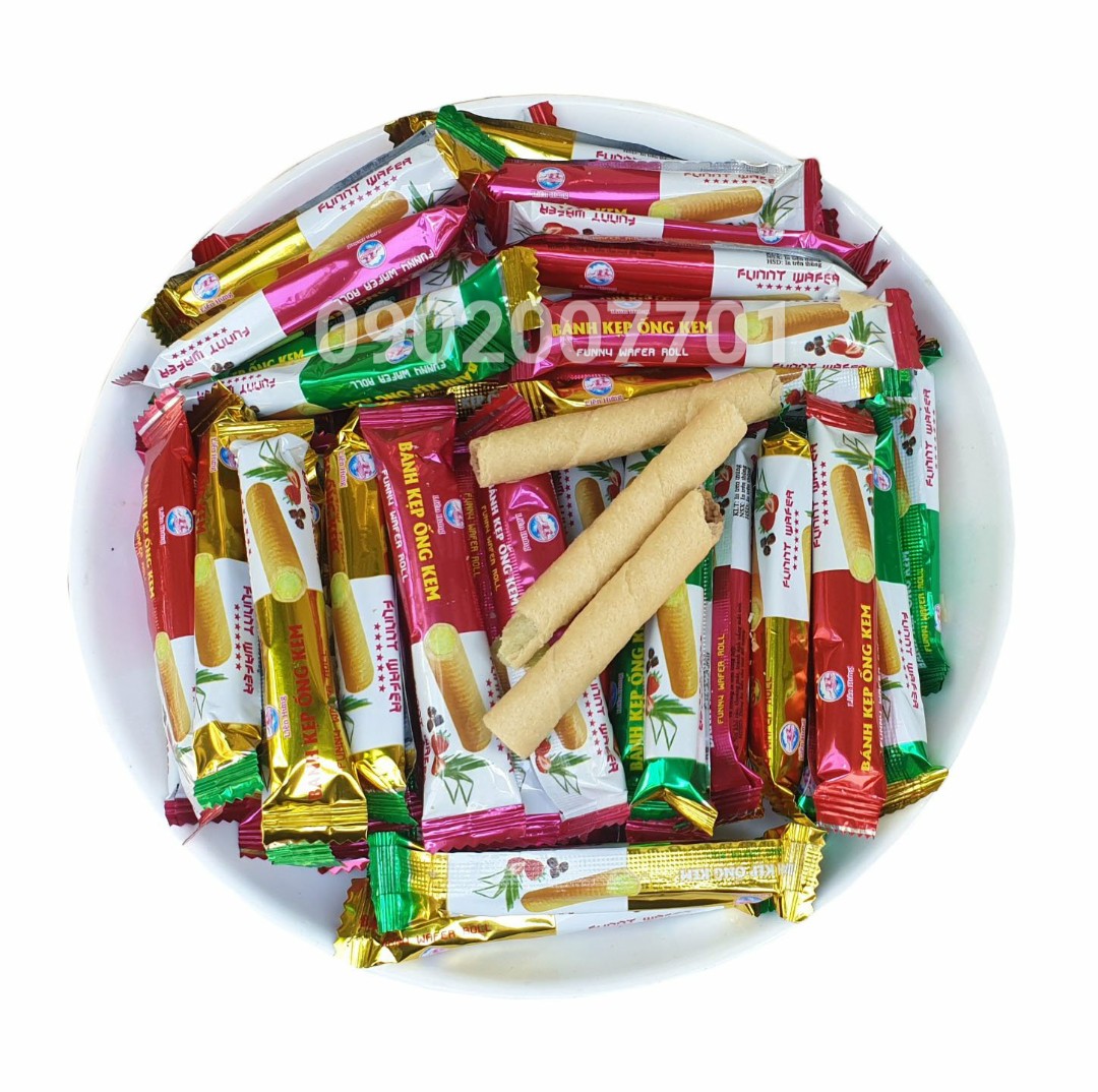 Bánh Kẹp Ống Kem Liên Hưng Thơm Ngon-Đồ ăn Vặt-bánh kẹo tết-tết