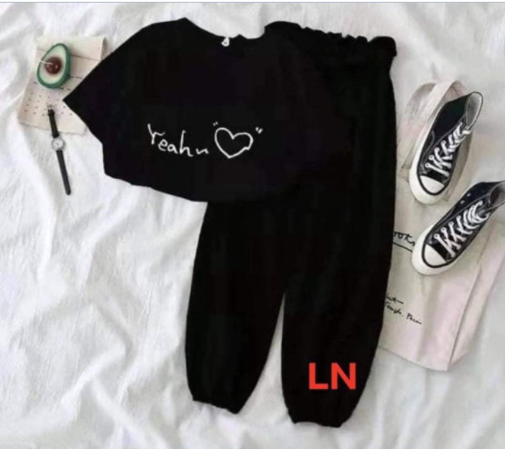 FREESHIPMAX-Sét áo love yeah +quần bom đen LN11