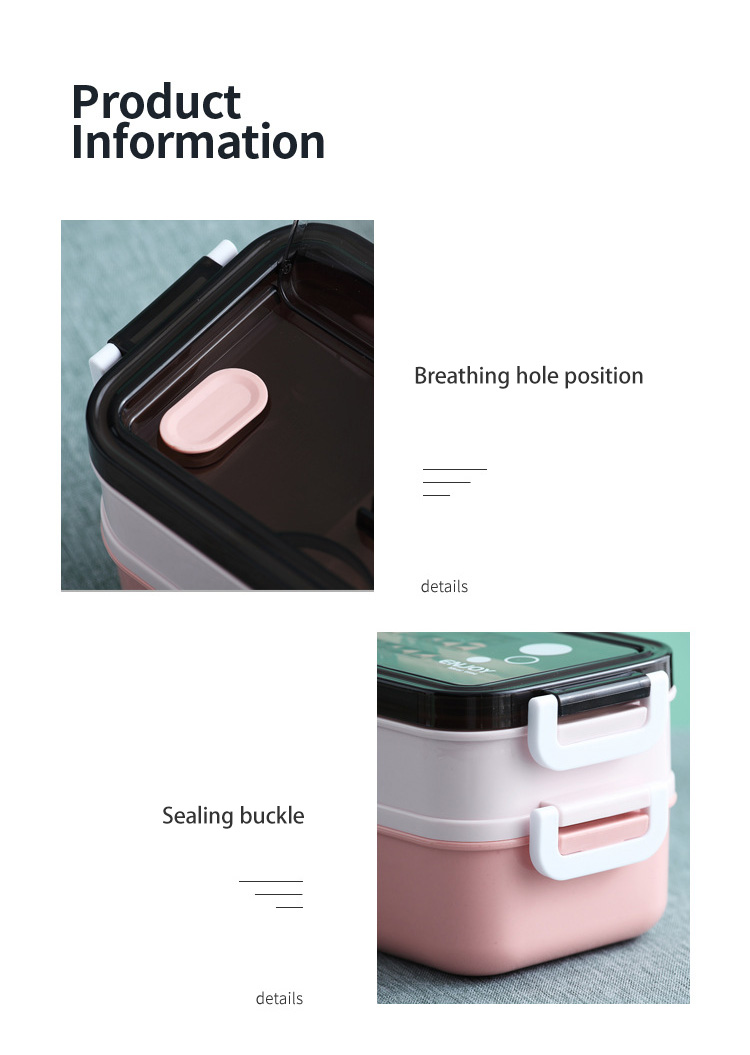 Plastic lunch box lunch box multilayer office car student office workers microwave heating frame double lunch box.