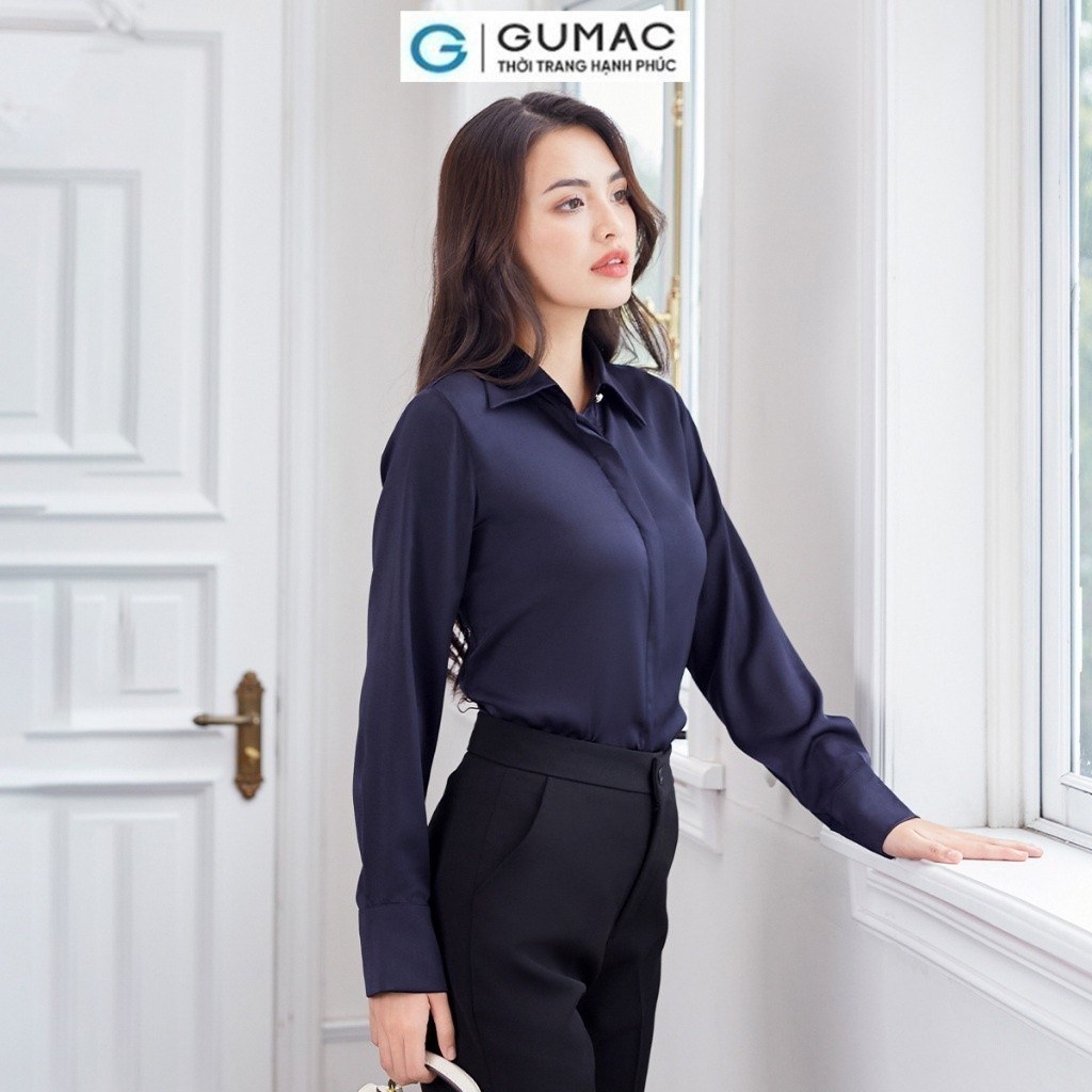 [SALE MẠNH] Áo sơ mi lá cổ nhọn thời trang GUMAC AD12054