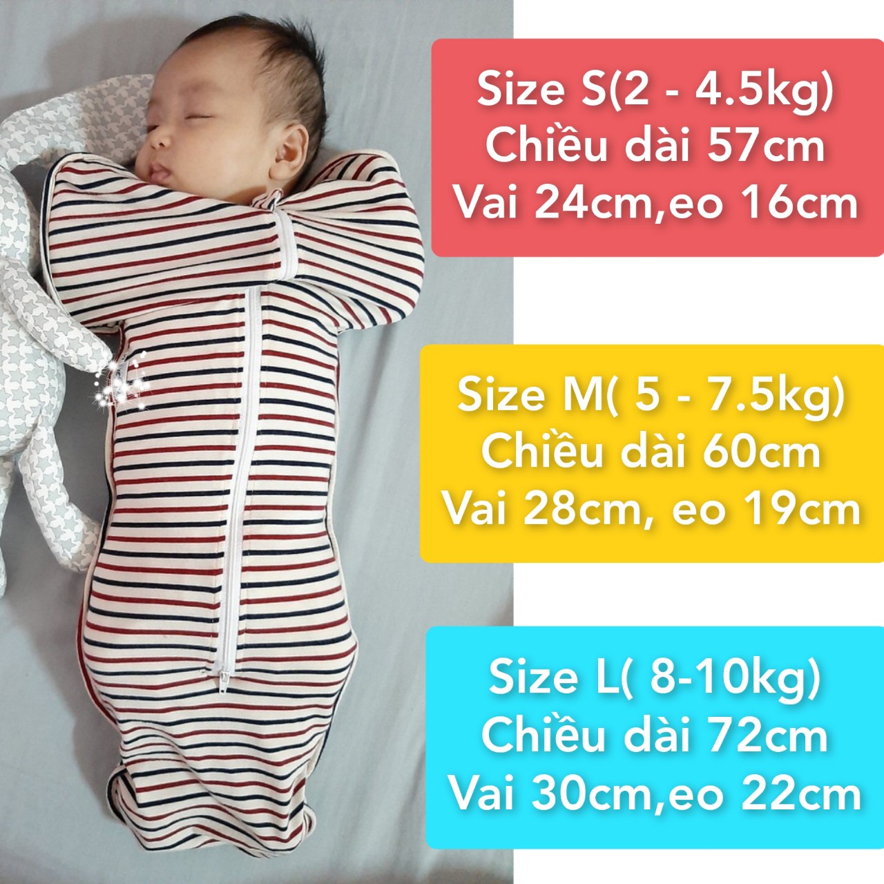 Nhộng chũn cotton cao cấp,khóa kéo 2 chiều cho bé