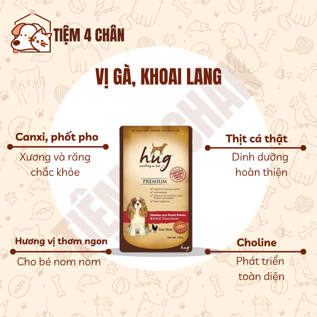 (120g) Thức ăn ướt Pate Hug cho chó các vị