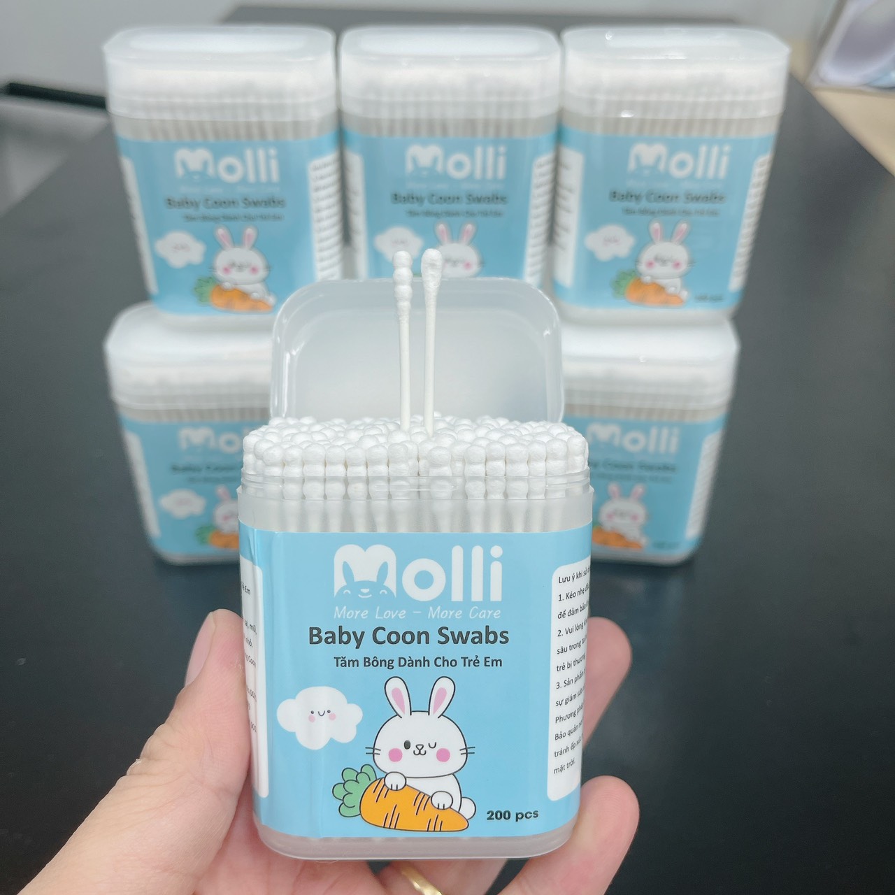 Hộp 200/400 que tăm bông molli an toàn cho bé carynlazada